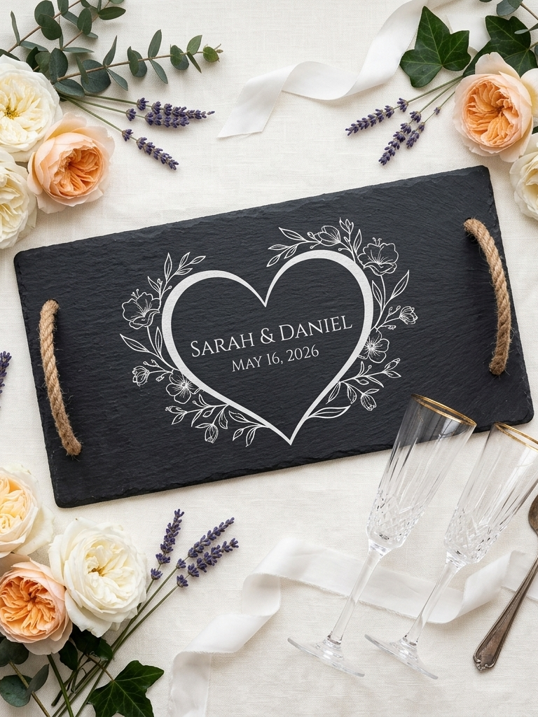 Thumbnail: Personalised charcuterie serving board gift for weddings and housewarmings