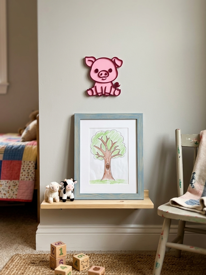 Farm animal pig wall décor for nursery