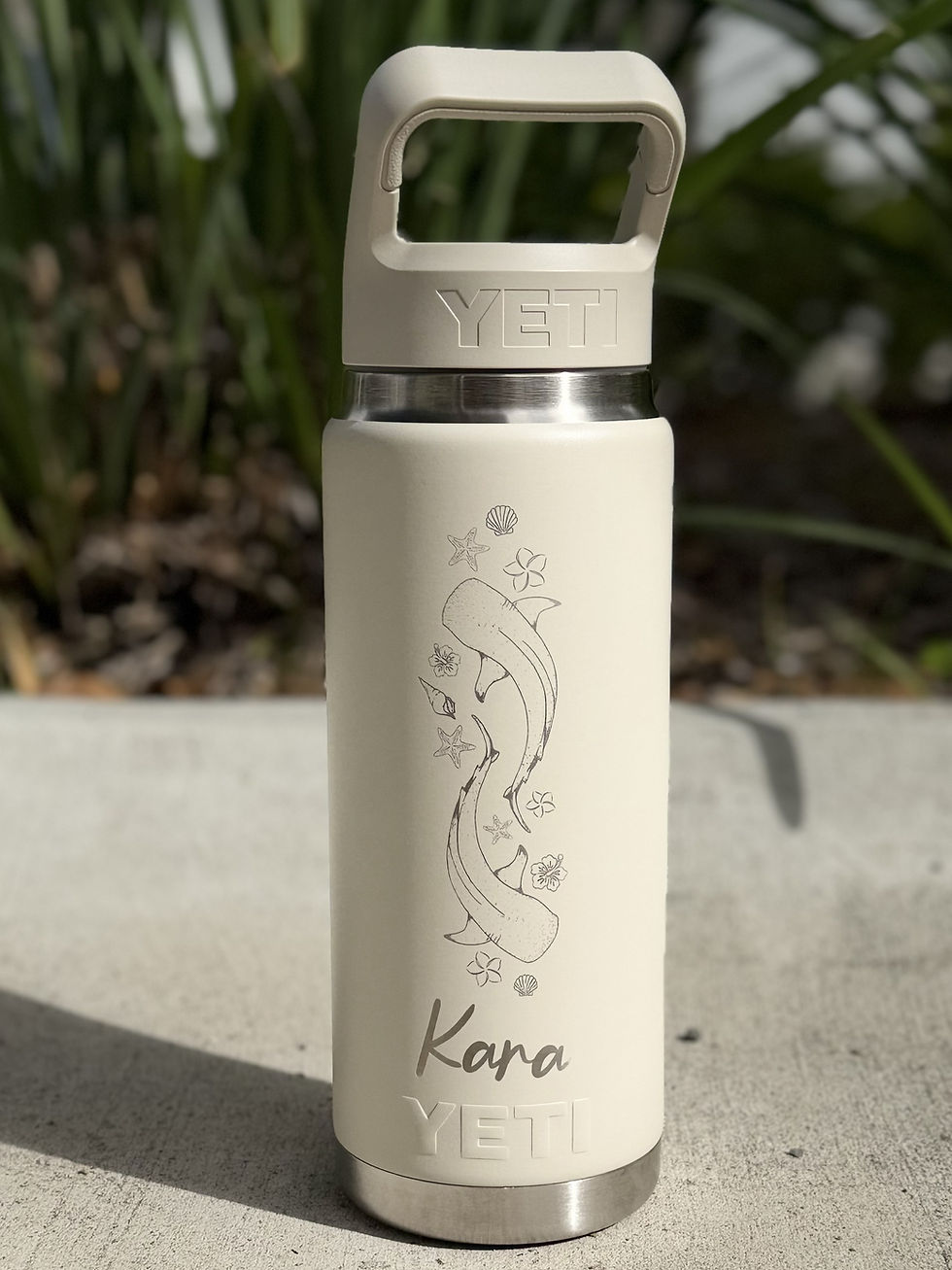 26oz taupe engraved Yeti Rambler bottle