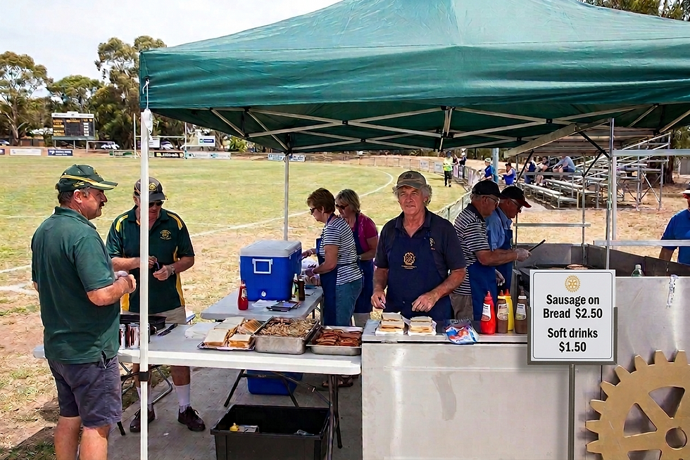 Sporting club volunteers working together at a community event