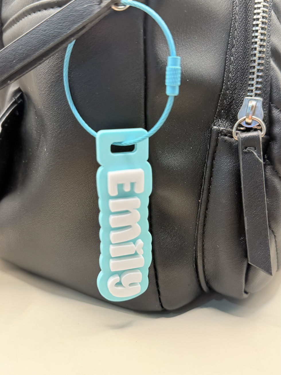 Thumbnail: Turquoise & white bag tag