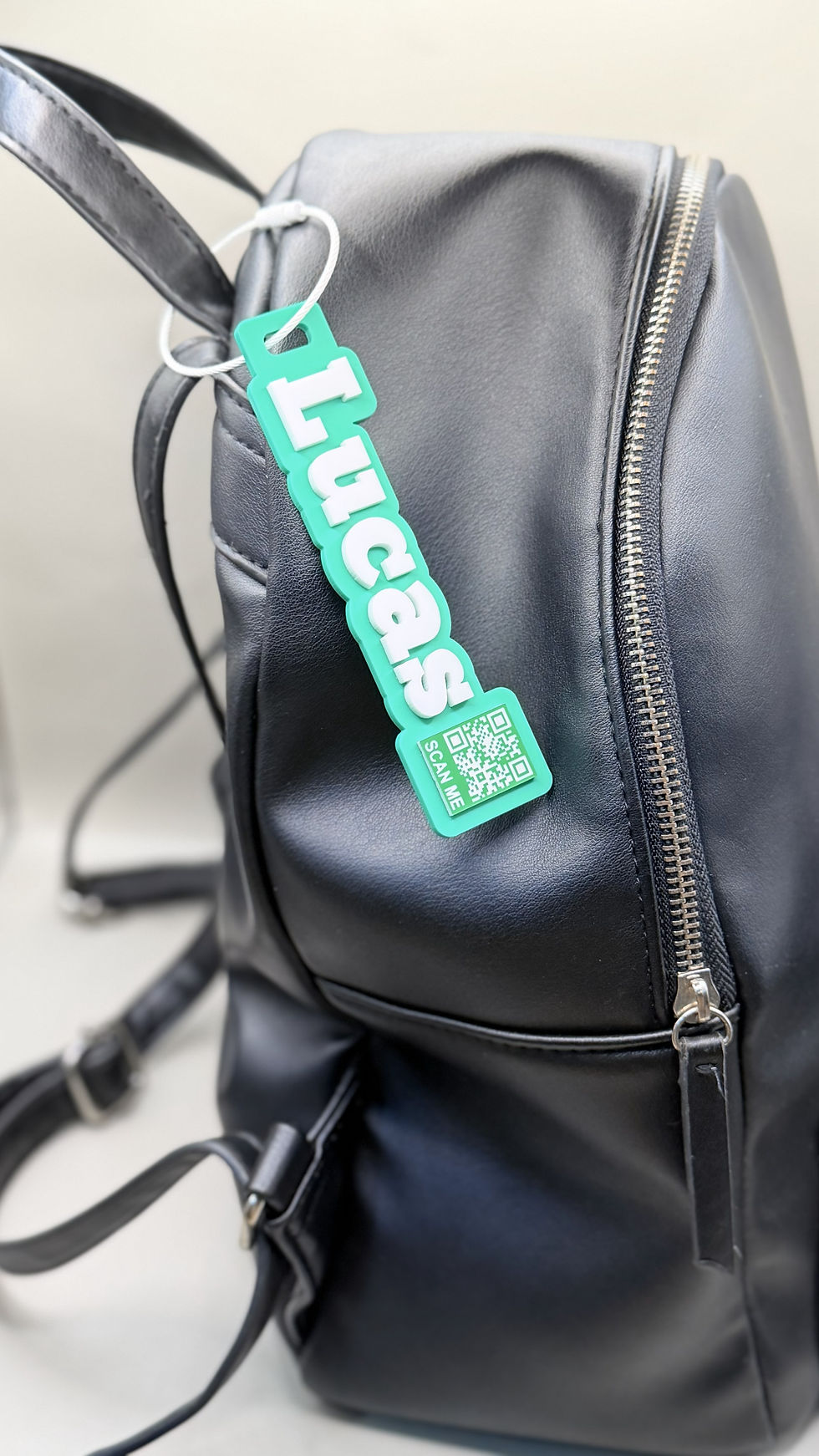 Green QR code bag tag
