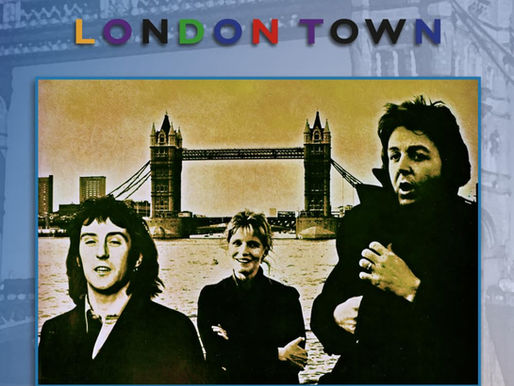 Book cover for Luca Perasi’s Wings: London Town—The Story of an Adventurous Album, featuring Paul McCartney, Linda McCartney and Denny Laine near Tower Bridge.
