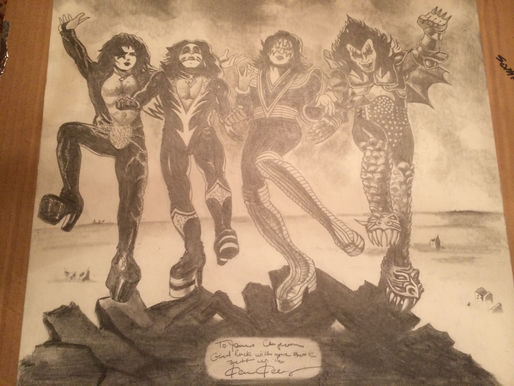 Rare Hand-Drawn KISS 'Destroyer' Album Cover By Artist Ken Kelly