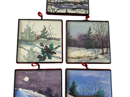 Lisa Lutwyche of Whispering Light Creations Watercolor Paintings for the Bellefonte Arts Longwood Gardens Community Tree.