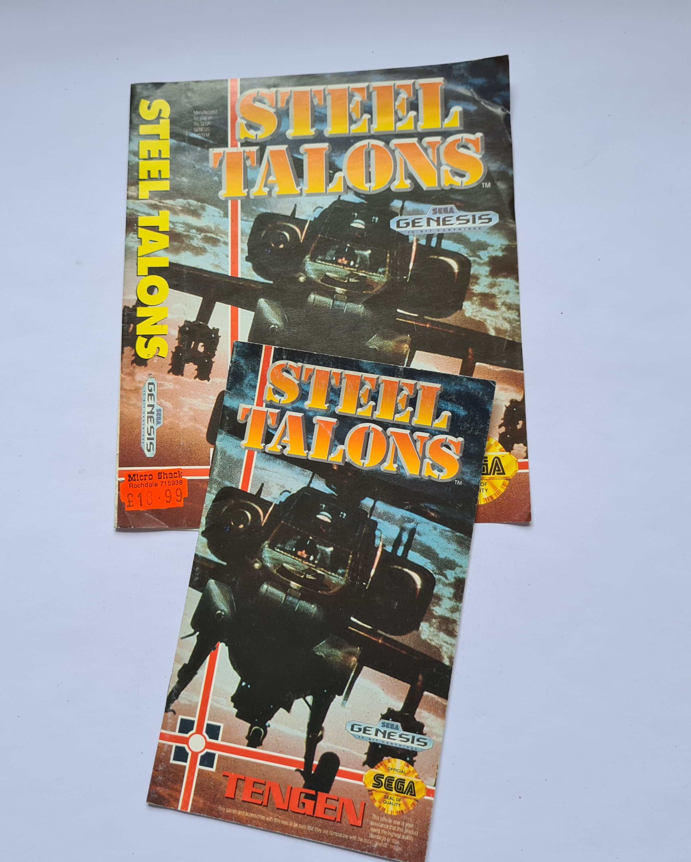 Steel Talons Sega Genesis Instruction booklet and cover, used 