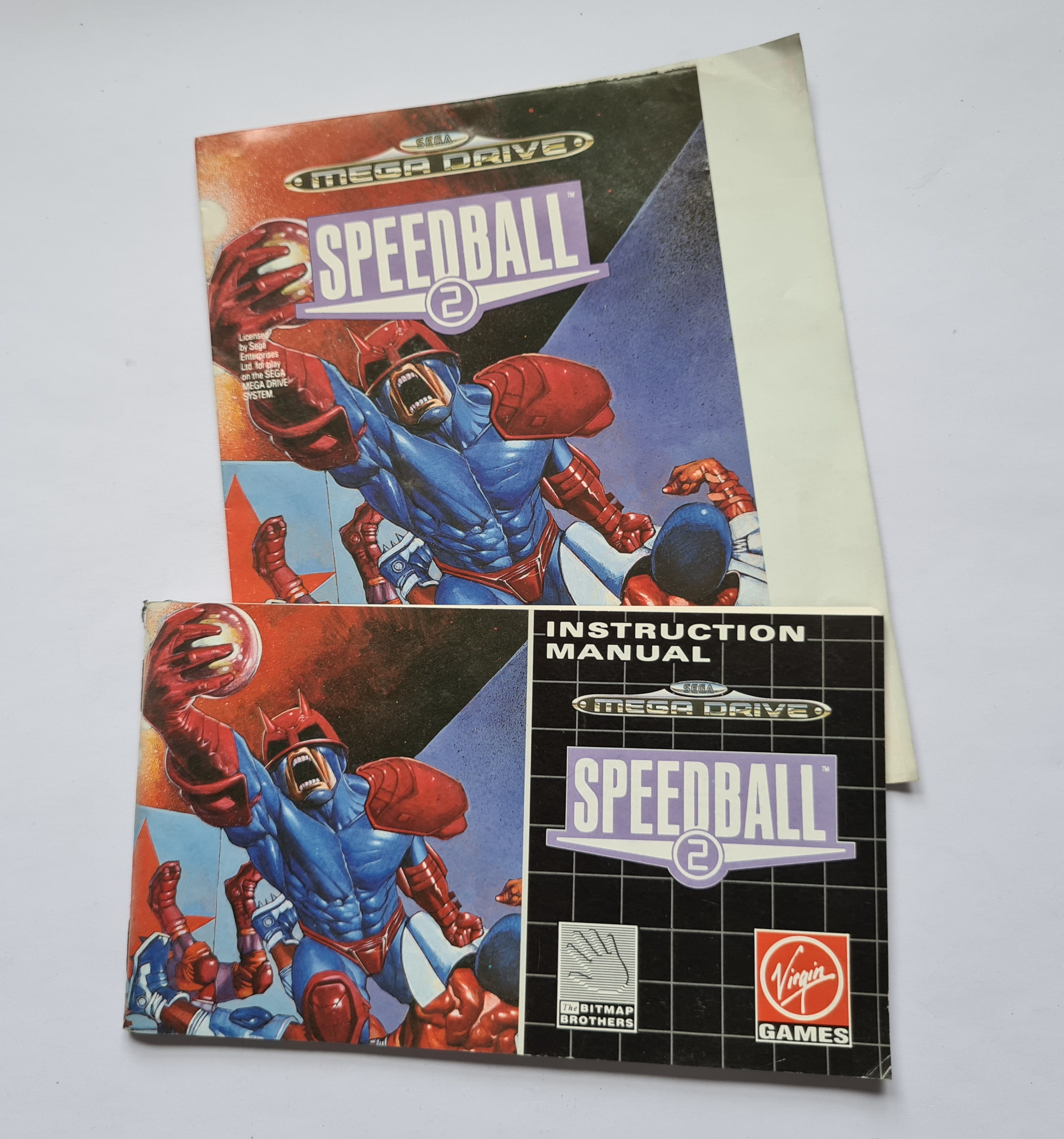 Speedball 2 Sega Mega Drive Instruction booklet and cover, used 