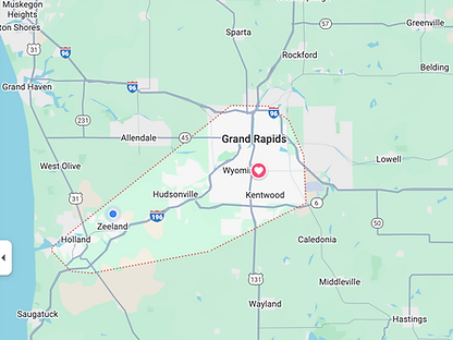 Map showing Zeeland, Michigan location and Organizational Talent Consulting West Michigan