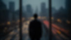 Silhouette of a business executive standing alone at floor-to-ceiling office windows at dusk, overlooking a city skyline with blurred streaks of traffic light below — capturing the tension between stillness and speed in high-stakes decision-making.