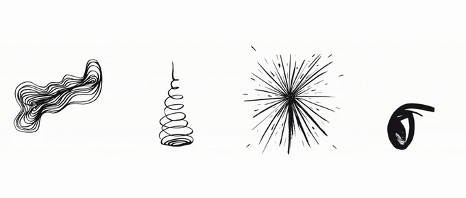 Gif of the ace of water, ace of air, ace of fire and ace of earth