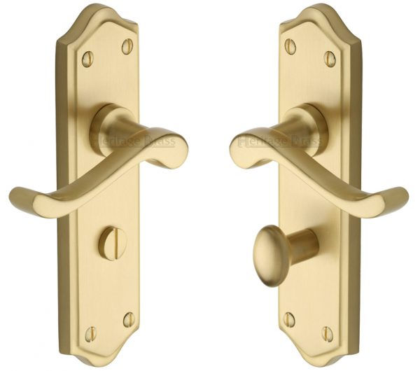 Thumbnail: Heritage Brass Buckingham Door Handle on Plate (Set) Satin