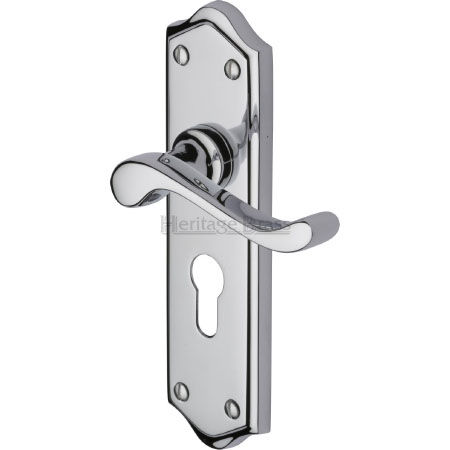 Thumbnail: Heritage Brass Buckingham Door Handle on Plate (Set) Polished