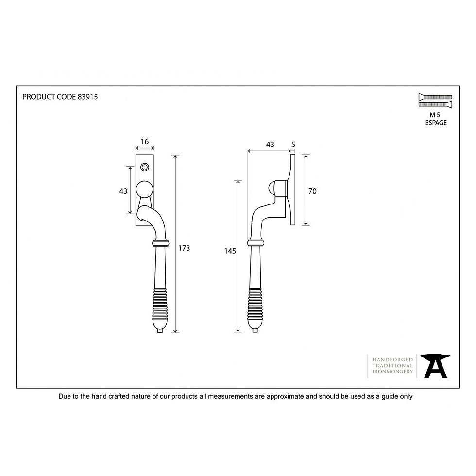 Thumbnail: From The Anvil 83915 Reeded Espagnolette Window Fasteners