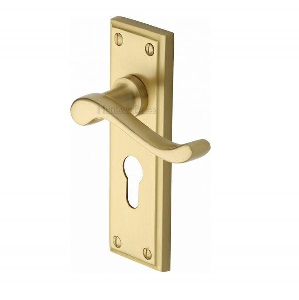 Thumbnail: Heritage Brass Edwardian Door Handle on Plate (Set) Satin