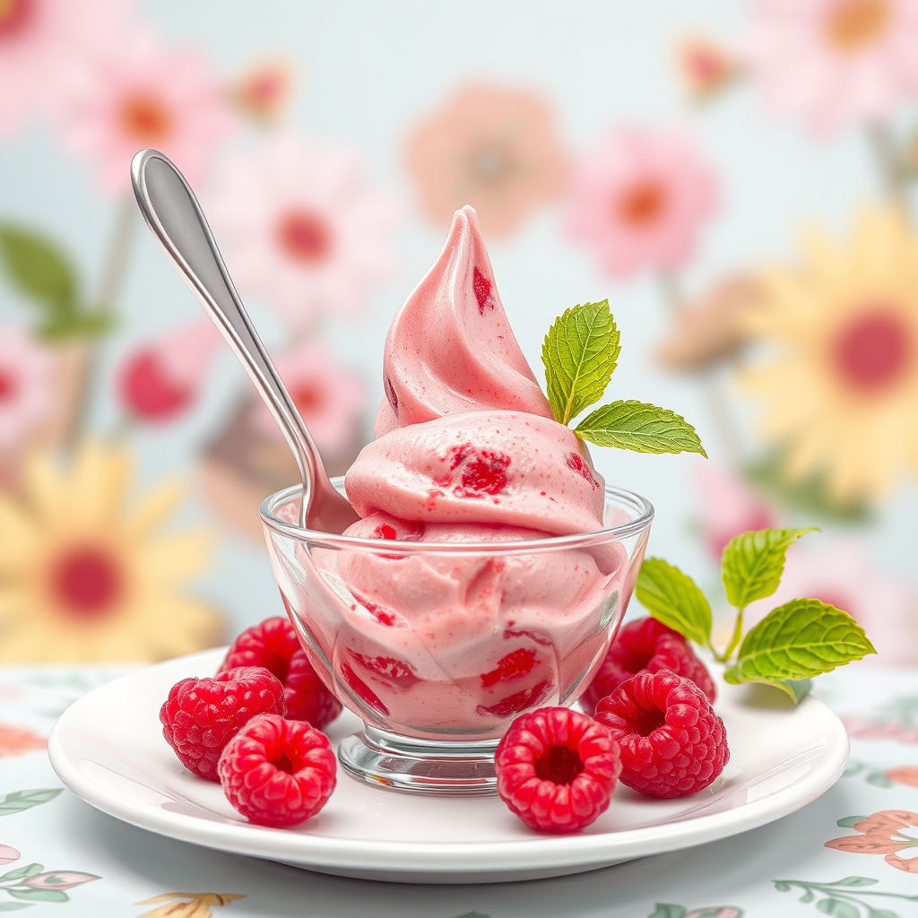 Delicious raspberry frozen yogurt