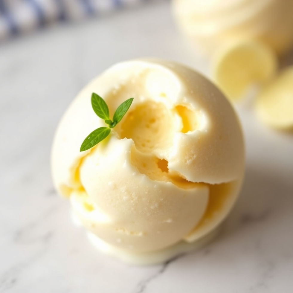 Creamy vanilla ice cream scoop made from totalbase