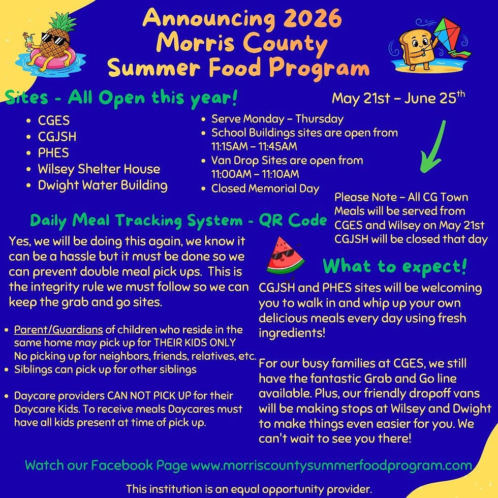 Morris County Summer Food Program Begins May 21st