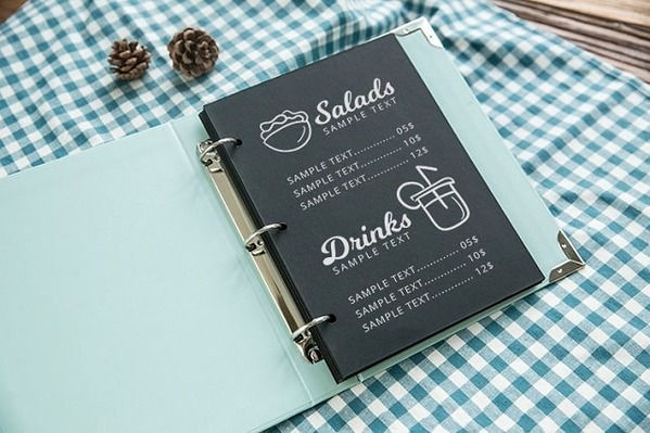 Mẫu menu bìa cứng dạng còng