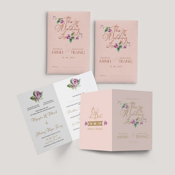 Thiệp cưới pastel nhẹ nhàng lãng mạn