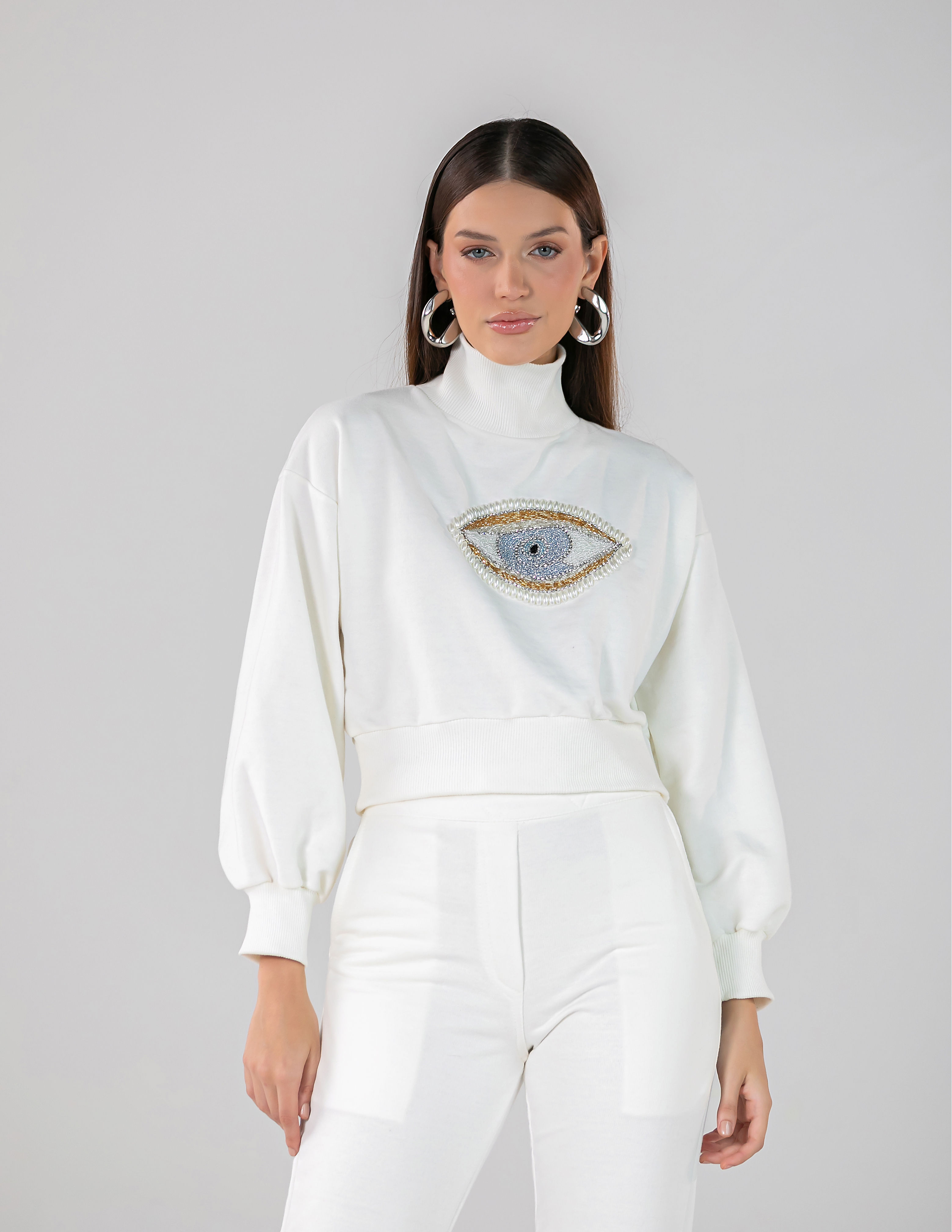 MOLETOM BORDADO OLHO GREGO - OFF WHITE