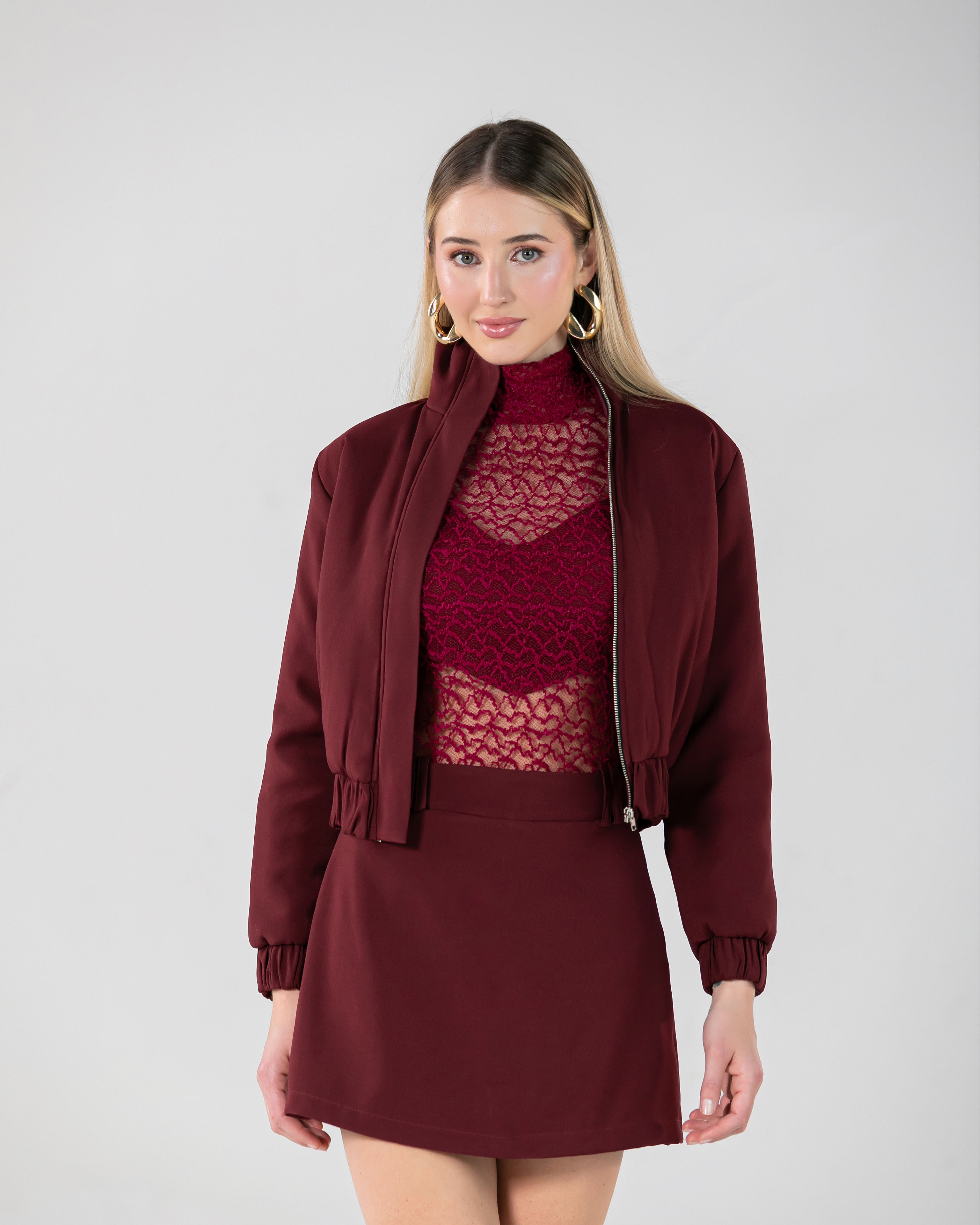 JAQUETA BOMBER MABEL - VERMELHO BORDO 