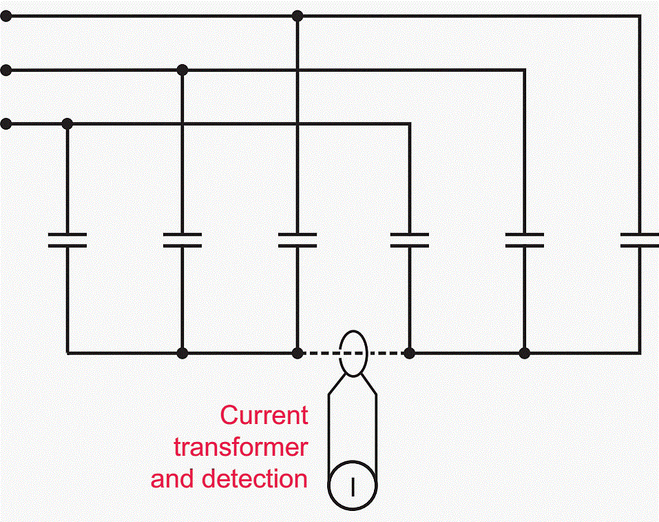 Double star connection, neutral not connected capacitor bank
