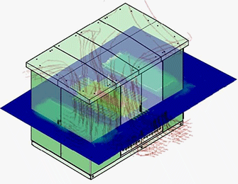 Cross-sectional view of a thermal model of a substation