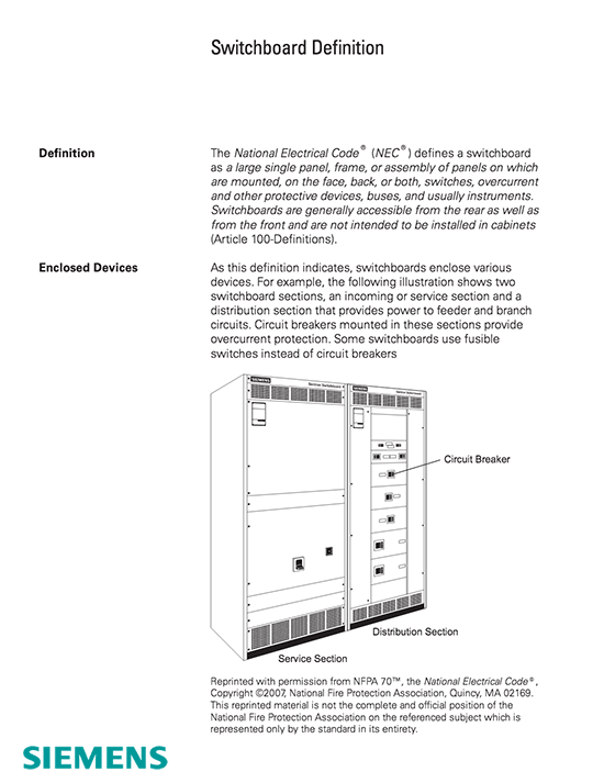 Basics of Switchboards – SIEMENS