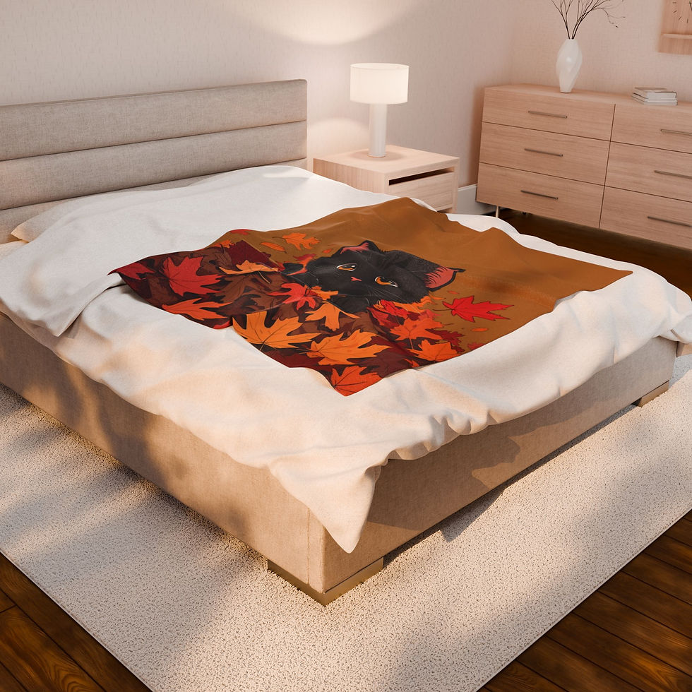 Thumbnail: Cozy Cat-Themed Velveteen Plush Blanket, Snuggly Throw