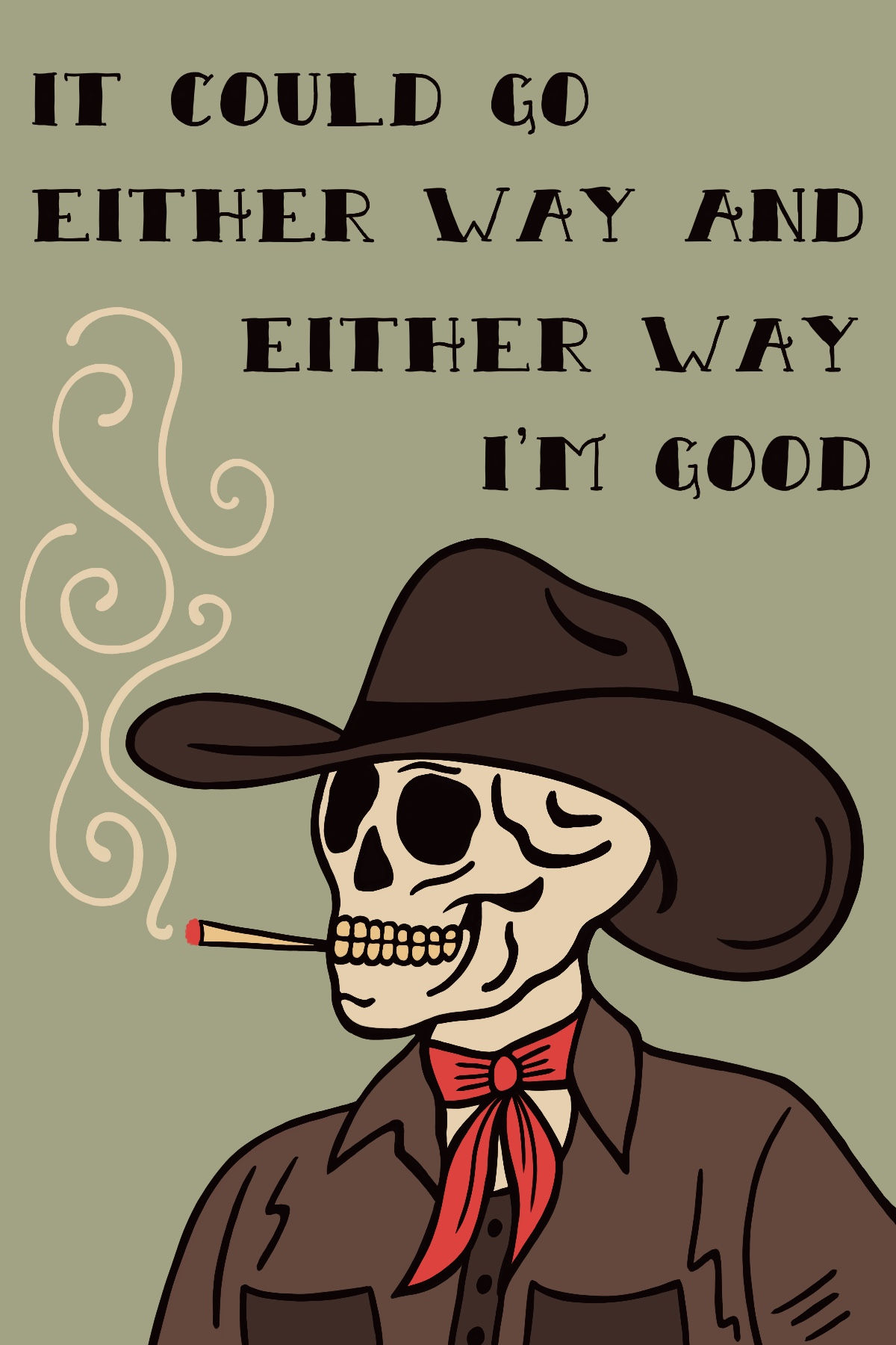 Digital Smoking Cowboy Print