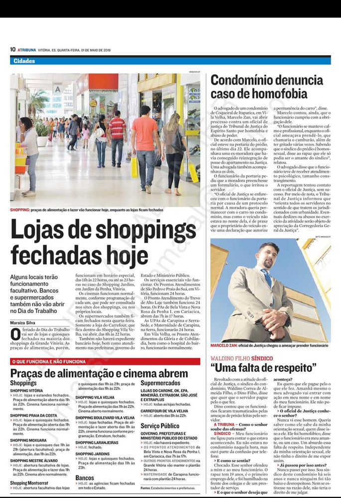 01/05/2019 Lojas de shopping fechadas hoje