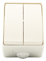 Strömbrytare godkända för utomhusbruk, IP54. 16A, 230V.

Vit. Kron. 92x65 mm. 10 st.