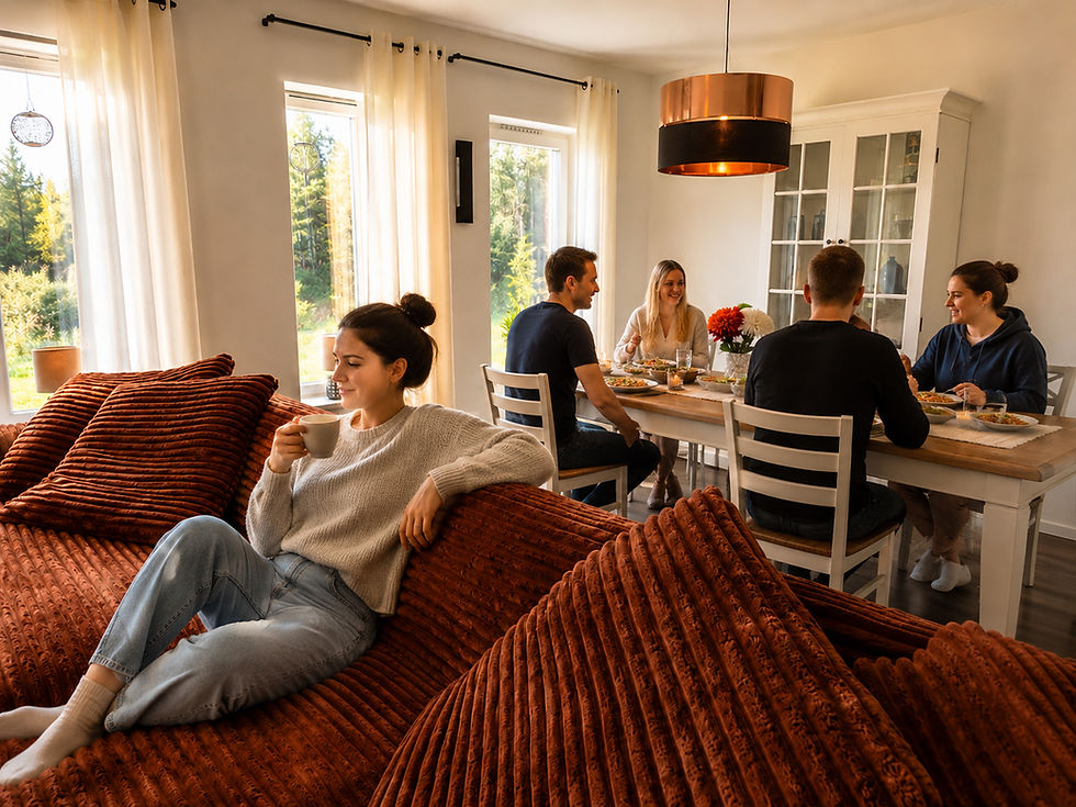 Möblerat företagsboende med gemensamt kök och sociala ytor för projektpersonal och longstay.