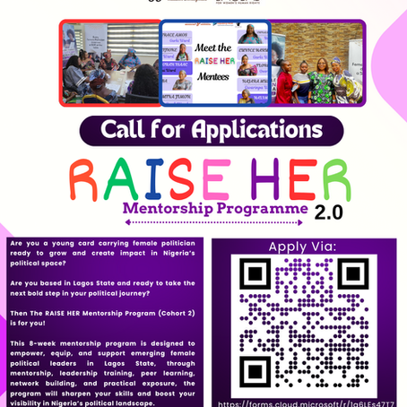 RAISE HER Mentorship Programme 2.0- CALL FOR APPLICATIONS!