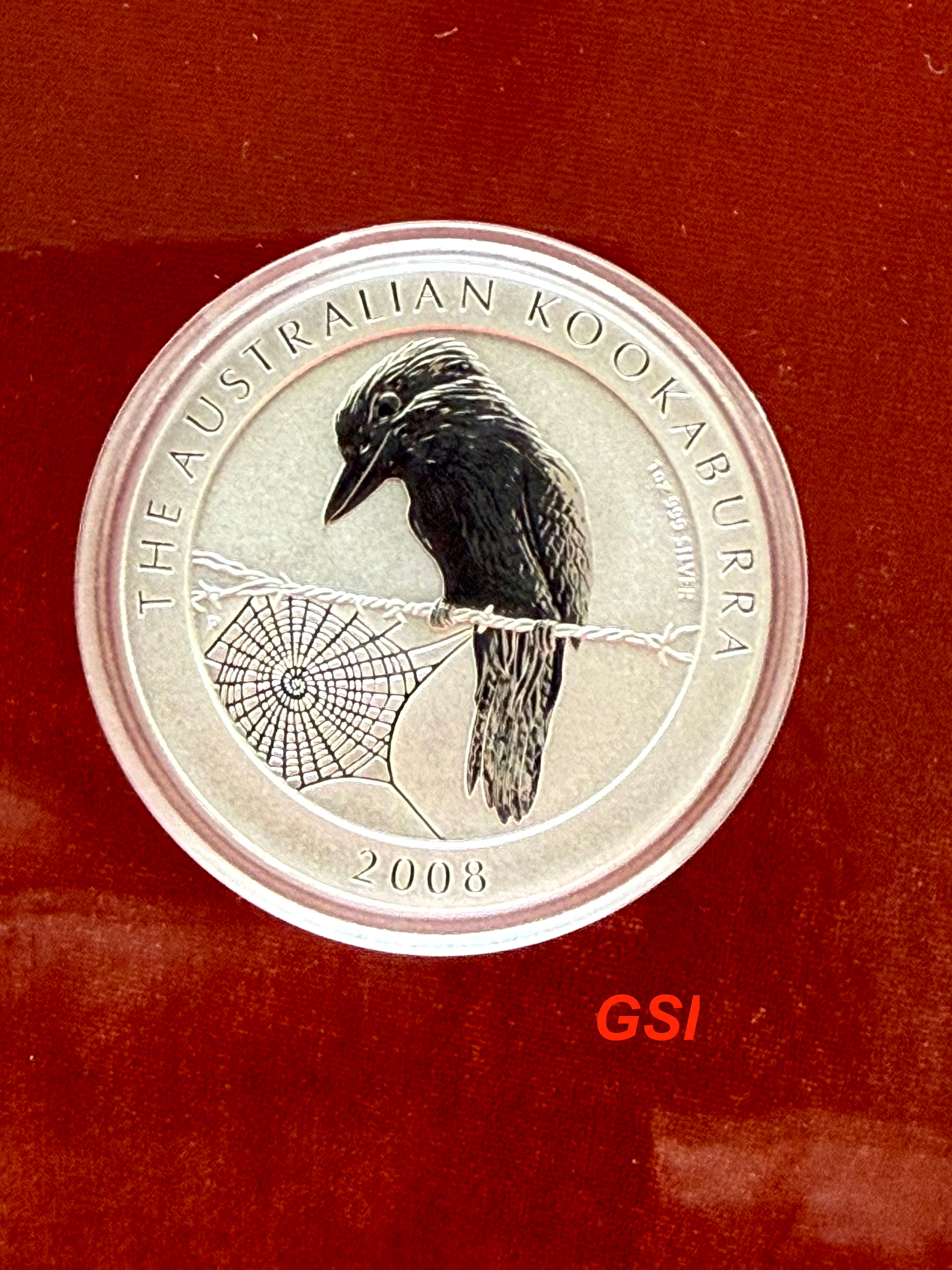 1 Oz Silver Coins - 2008 Kookaburra