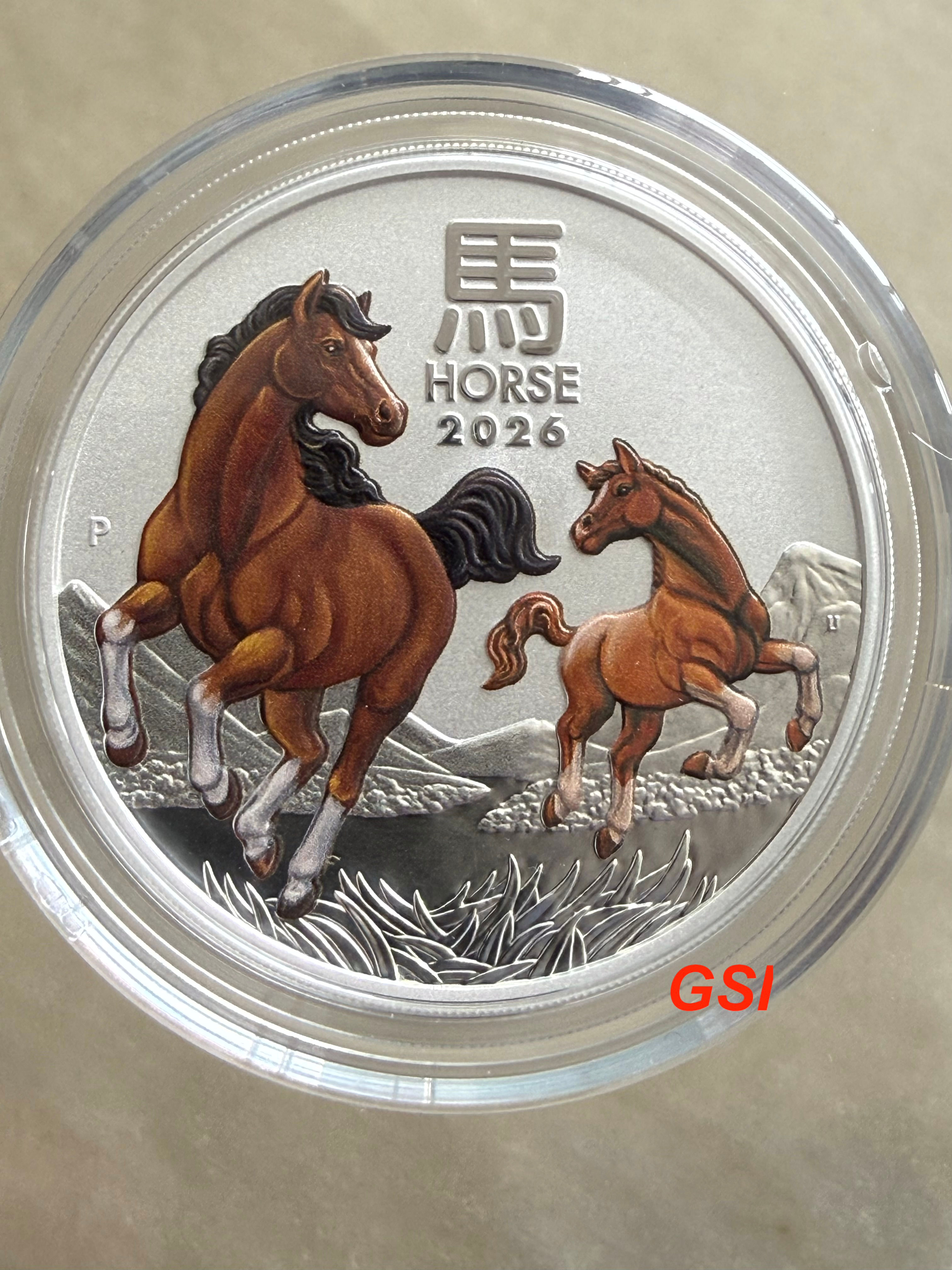 2 Oz Silver Coins - Perth Mint colour Horse