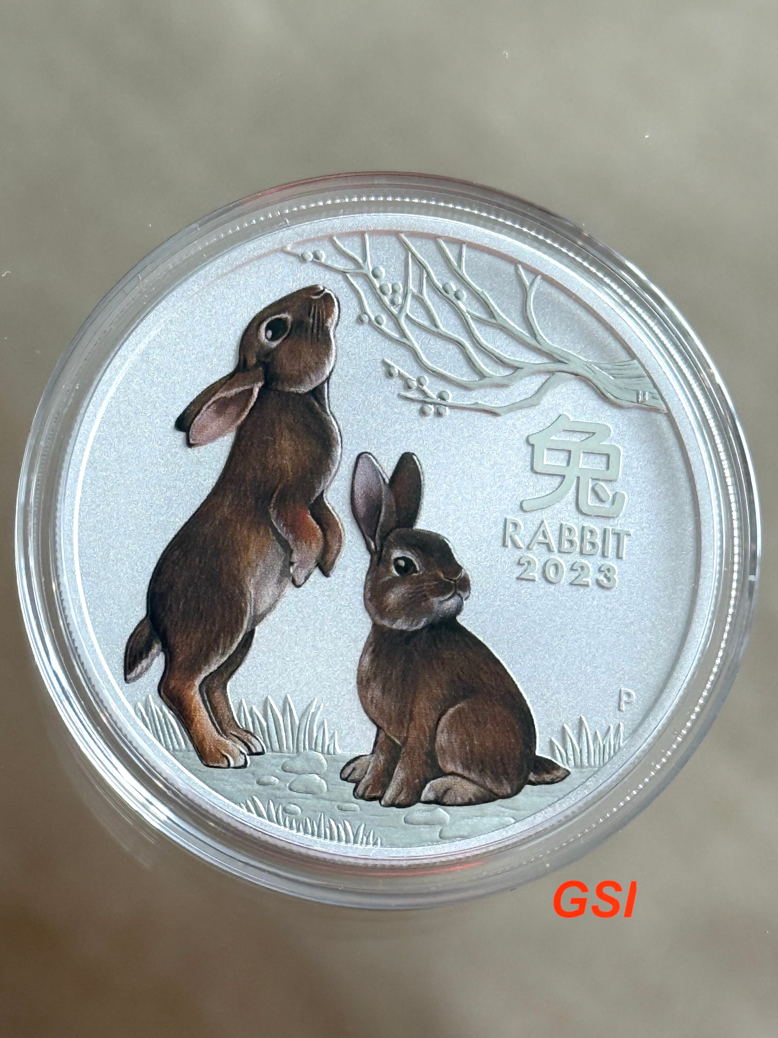 1 Oz Silver Coins - Colour Rabbit Perth Mint