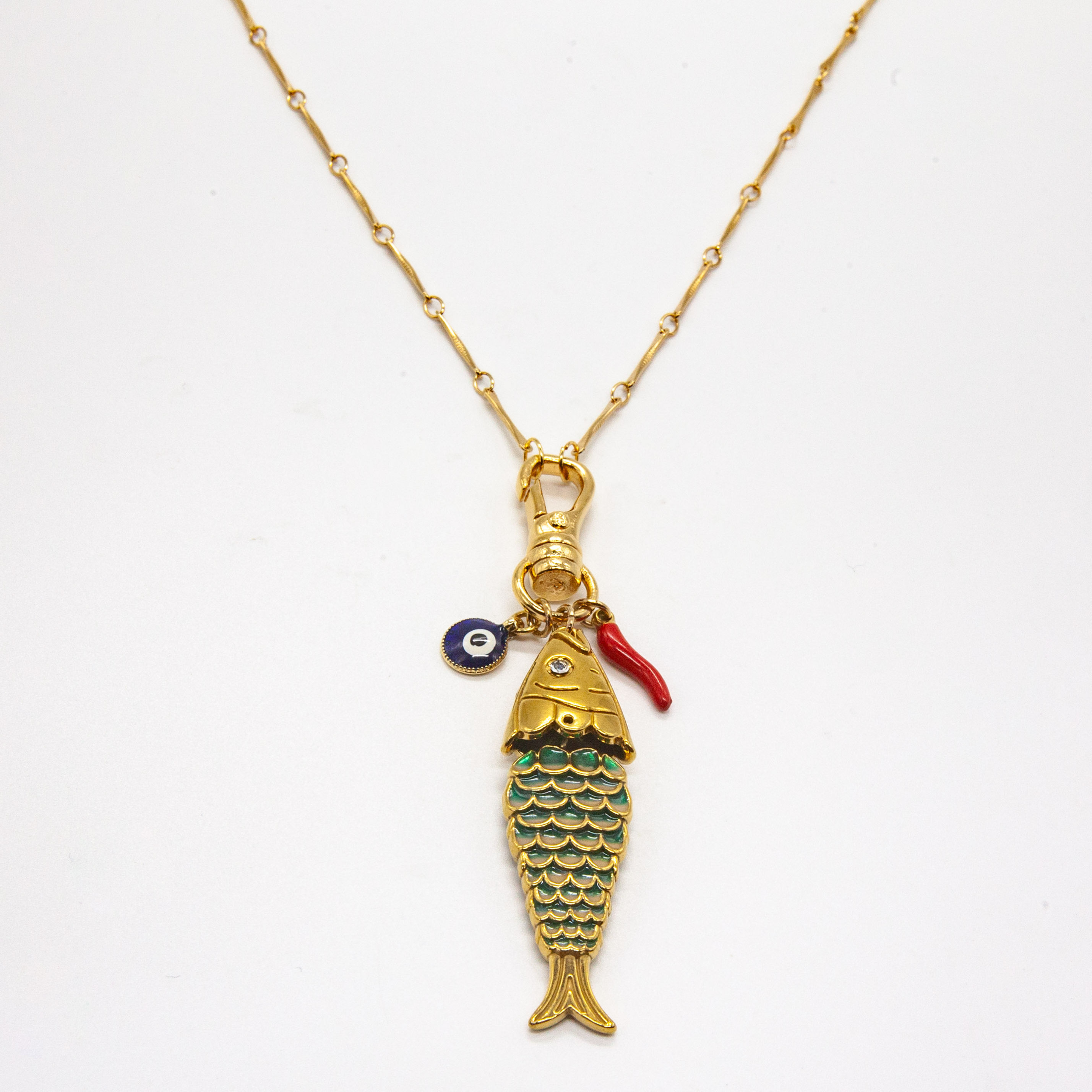 Janet | Collier sautoir poisson plaqué or