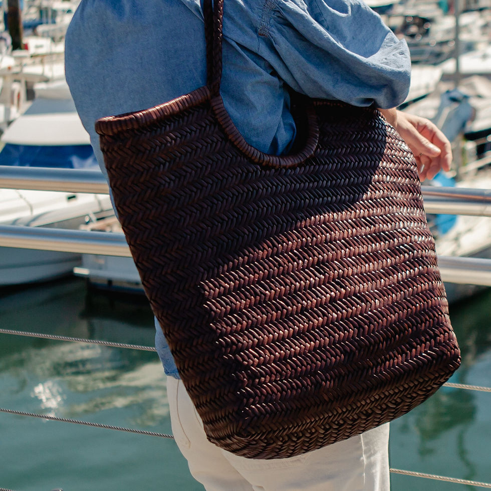 Miniature : Eliot | Sac cabas cuir tressé marron foncé