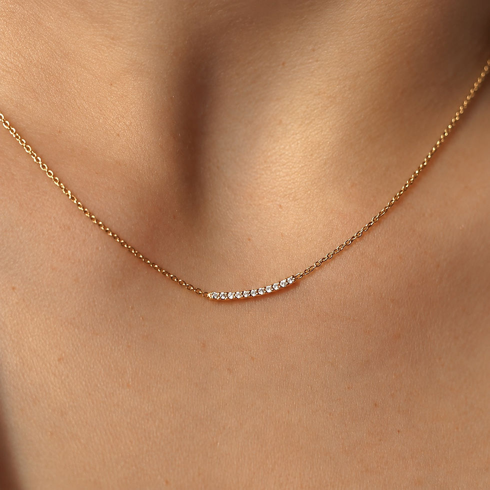 collier fin en or barre diamants - the boho society