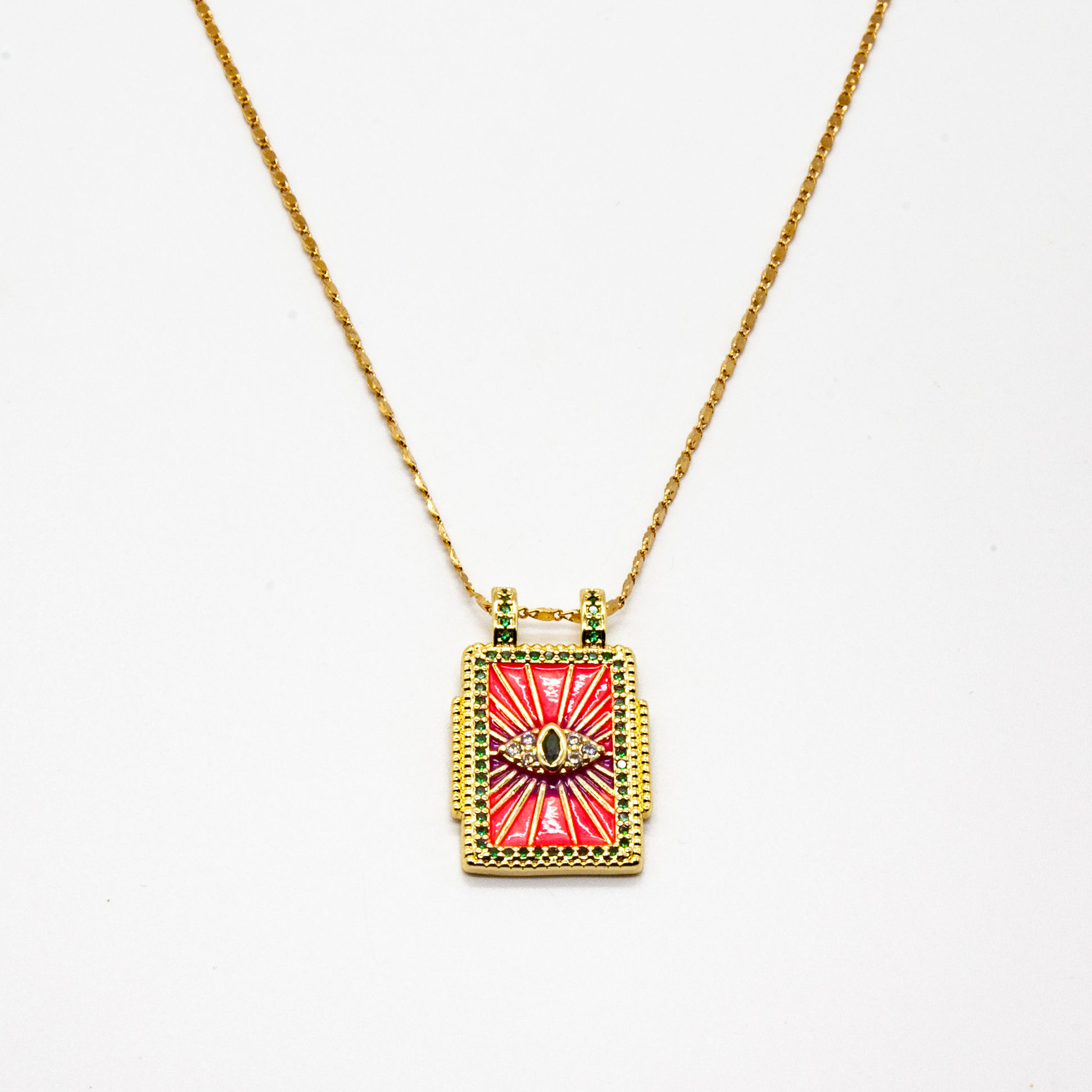 Shanti | Collier bohème oeil de la chance plaqué or