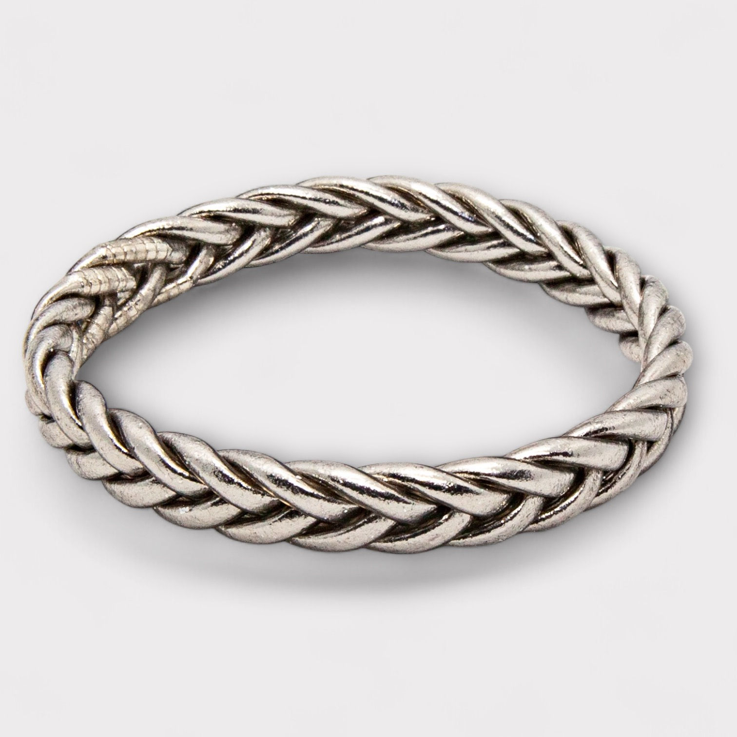 Lhasia | Jonc bouddhiste tressé argenté