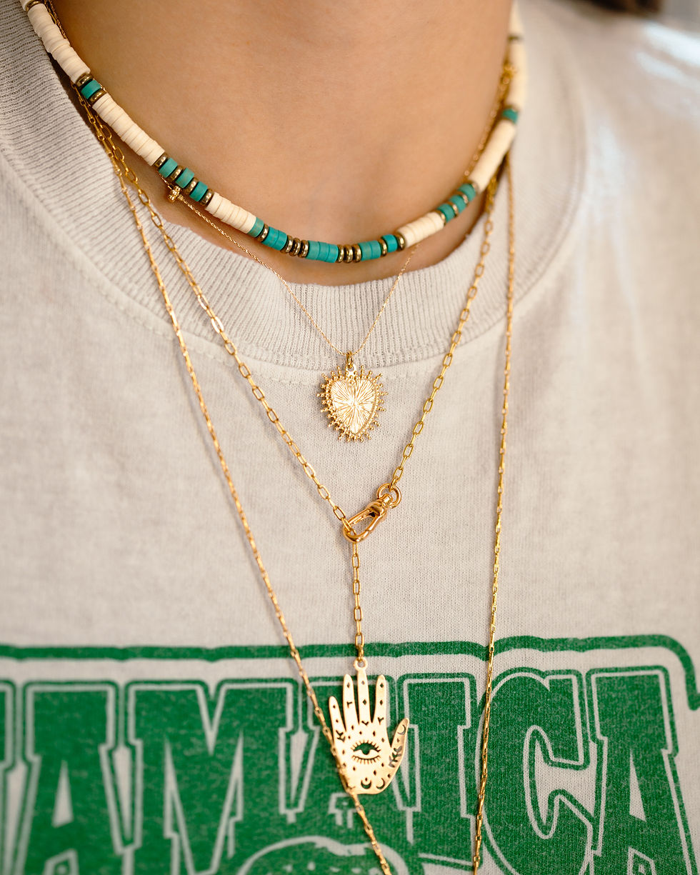 collier bohème chic - collier bohème ex voto coeur plaqué or - the boho society