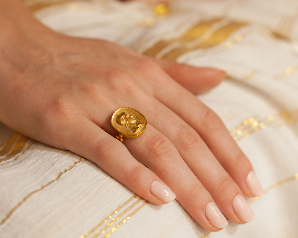 Miniature : Antic | Bague romane en argent 925 doré à l'or fin 18K