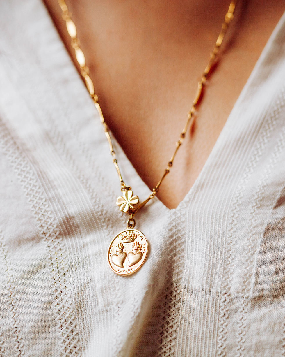 Miniature : Ex voto | Collier coeur bohème doré à l'or 24k