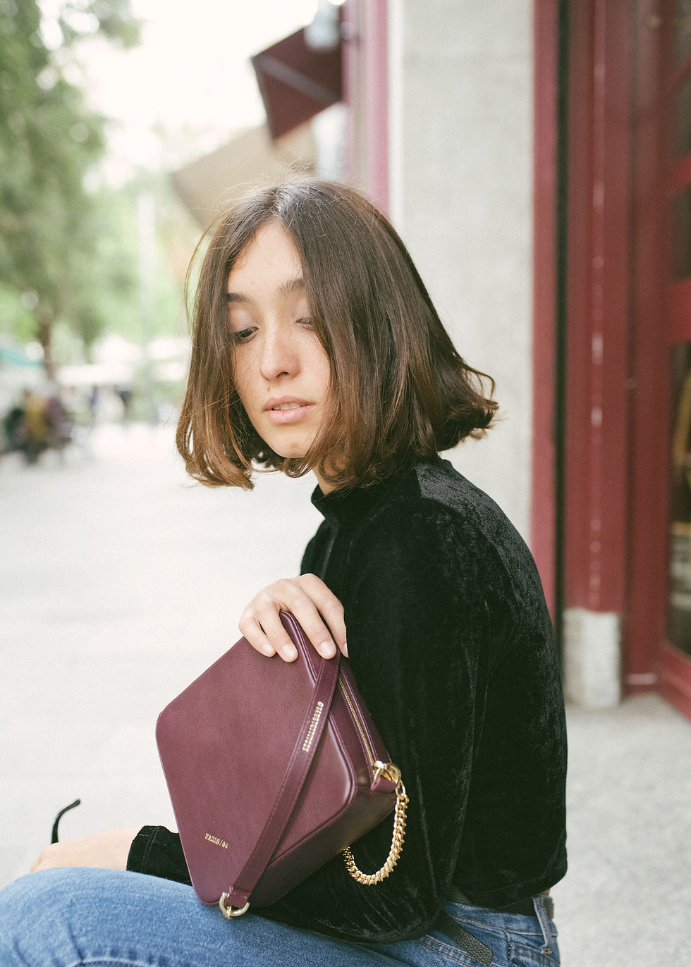Miniature : The boho society-sac en cuir bordeaux-chaine doree-haute maroquinerie-paris 64-sac mode
