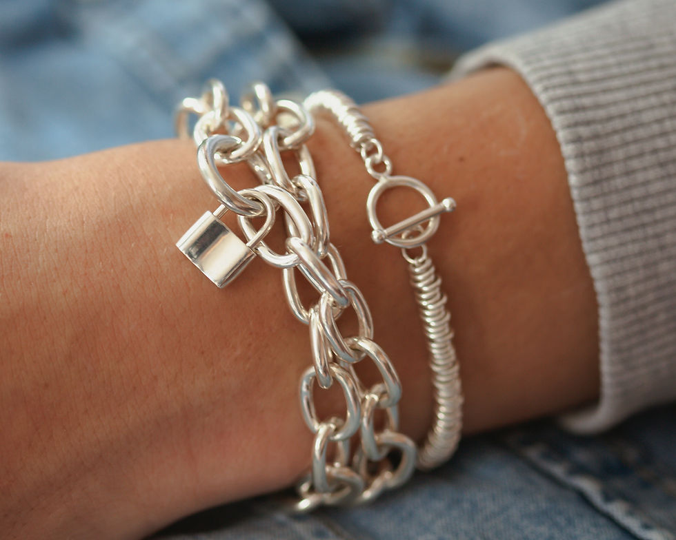 Miniature : Eternity | Bracelet gourmette double rang et cadenas en argent 925