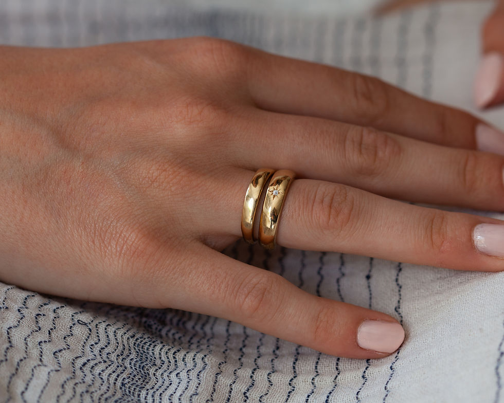 Miniature : bague bohème - bague bohème double anneaux motif étoile zircon plaqué or - the boho society