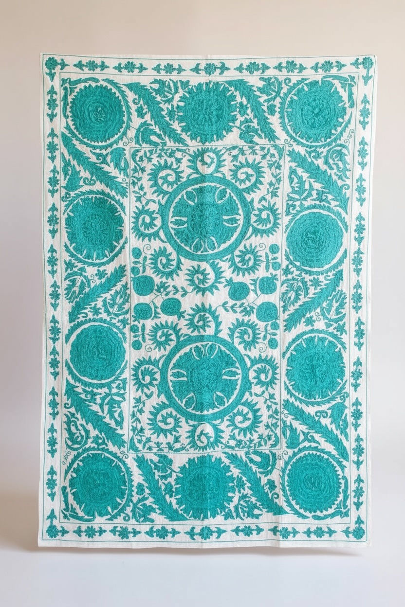 Miniature : Suzani No 1 | Tissu indien brodé à la main uni