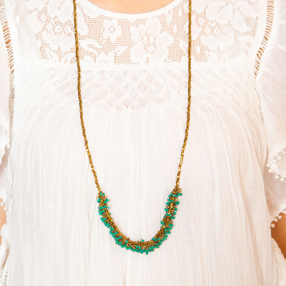 Miniature : collier sautoir perles turquoise boho- collier sautoir créateur - nataraj - the boho society